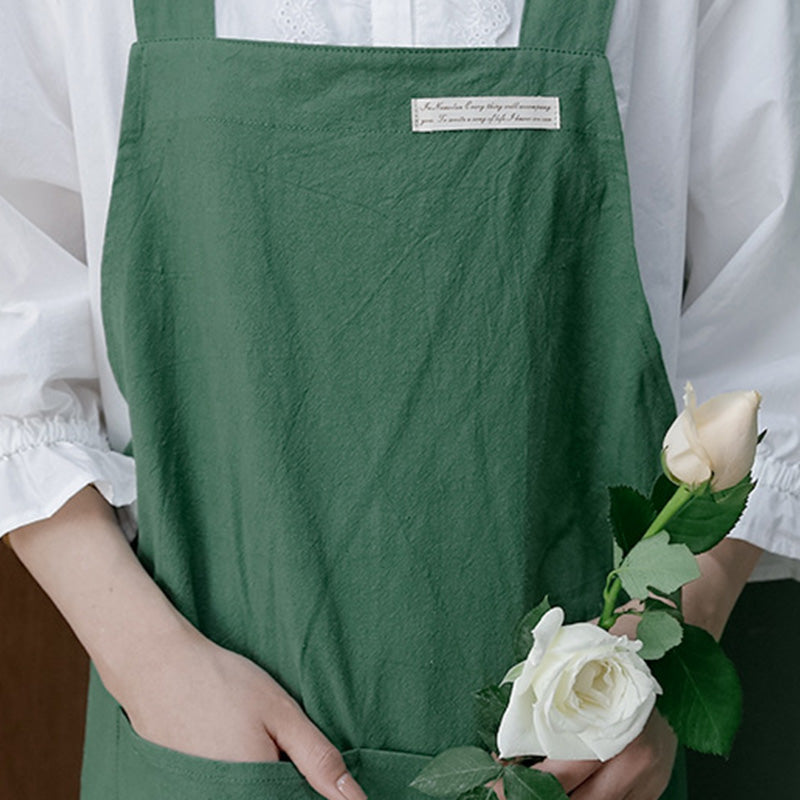 Tablier simple en coton avec dos croisé de couleur pure