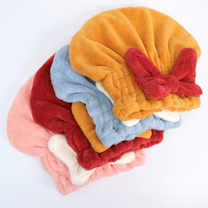 Bonnet séchant les cheveux avec nœud et élastique