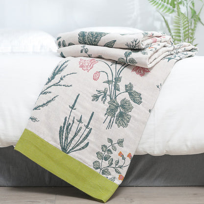 Couette réversible en coton doux avec fleurs et plantes