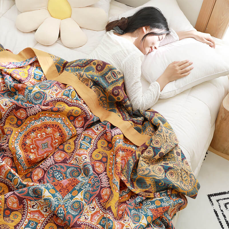 Couette confortable réversible en coton orange foncé