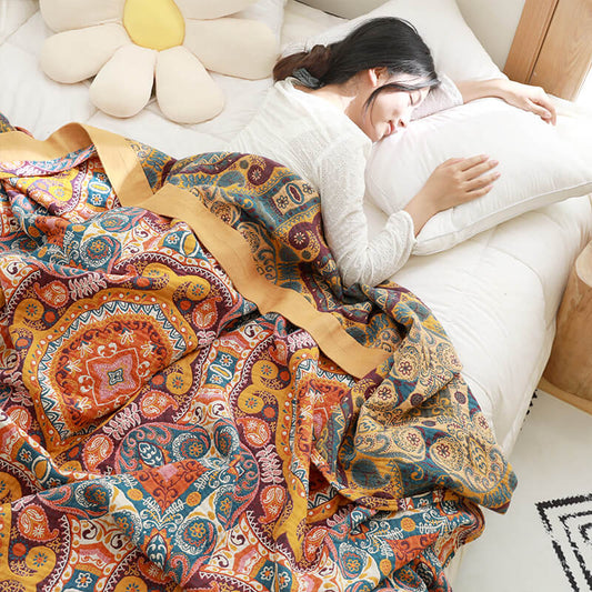 Couette confortable réversible en coton orange foncé