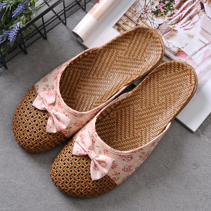 Chaussons plats respirants avec nœud rétro