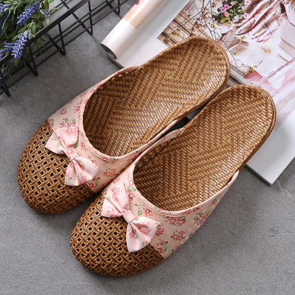 Chaussons plats respirants avec nœud rétro