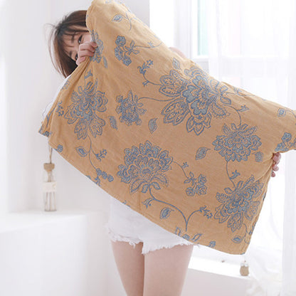 Serviette de toilette double face en coton à motif floral bohème (2 pièces)