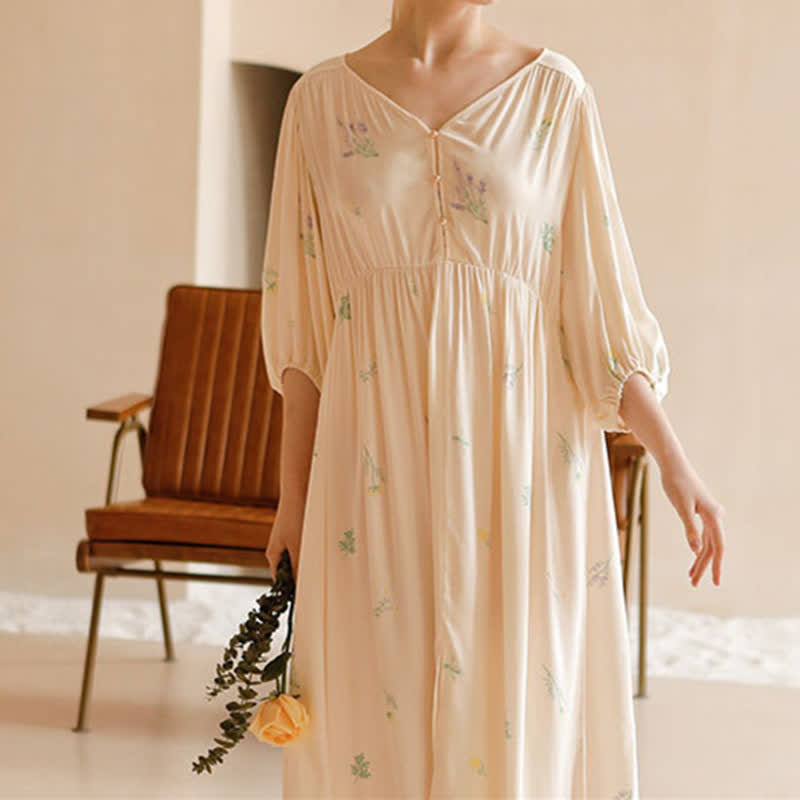 Chemise de nuit en satin douce et confortable de style campagnard