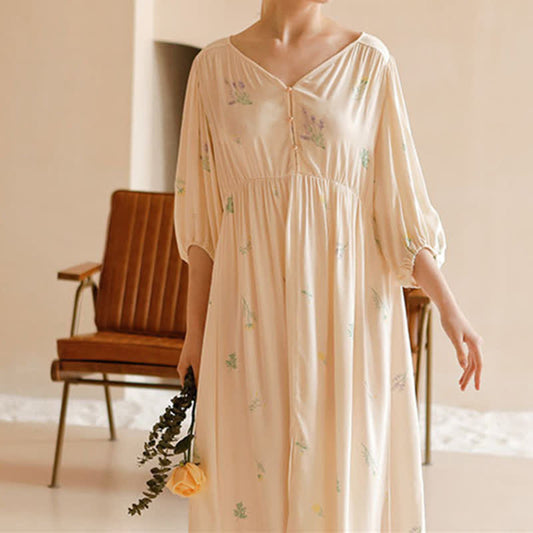 Chemise de nuit en satin douce et confortable de style campagnard