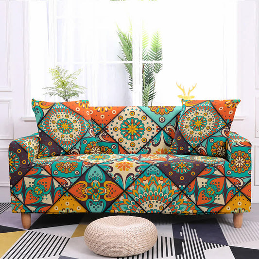 Housse de canapé élastique extensible Ownkoti à motif rétro