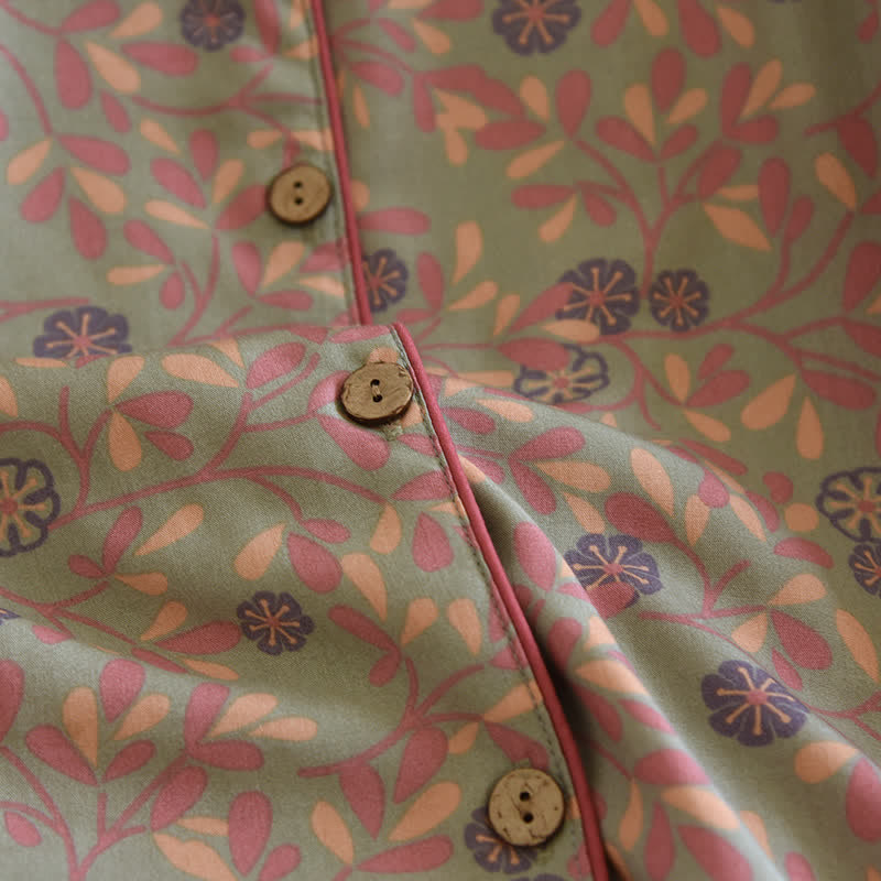 Ensemble de vêtements d'intérieur en coton et soie à fleurs - image 6