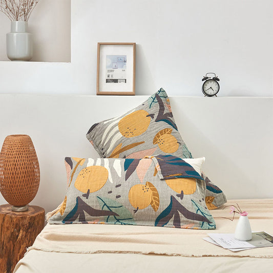 Ownkoti Boho Oreiller, Serviette et Couvre-lit en Coton Imprimé Fruits (2 Pièces)