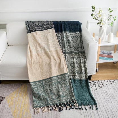 Ownkoti – Châle bohème tricoté avec pompon fleuri