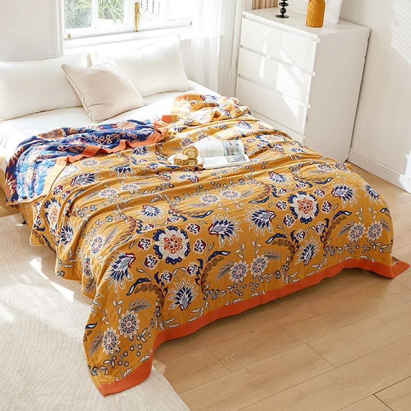 Couette réversible en coton avec grappes de fleurs