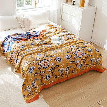 Couette réversible en coton avec grappes de fleurs