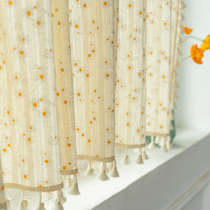 Rideau à plusieurs niveaux beige à motif marguerites