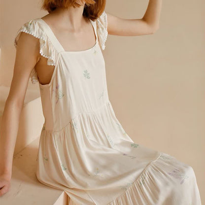 Chemise de nuit en satin douce et confortable de style campagnard