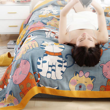 Couette réversible en coton Ownkoti avec un joli motif de dessin animé animalier