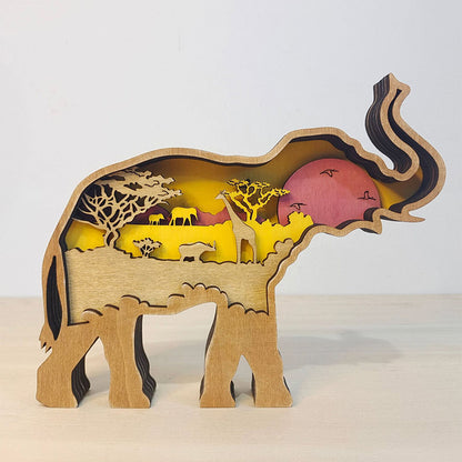 Décoration créative d'animaux de la forêt Ownkoti – Famille d'éléphants