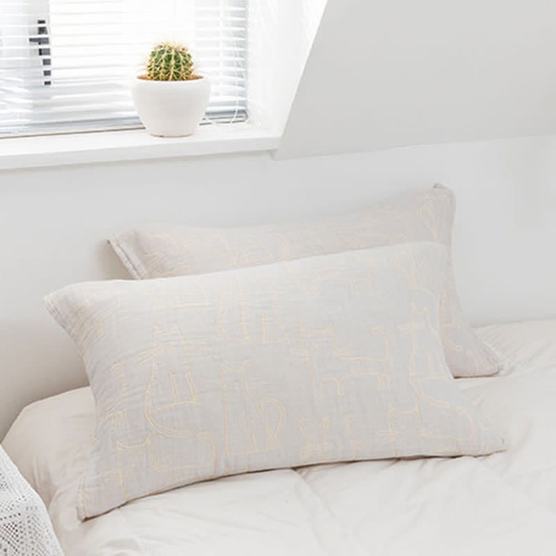 Coussin décoratif en coton imprimé chat Ownkoti (2 pièces)