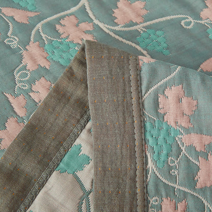 Couverture réversible en coton à trois couches avec feuilles de vigne