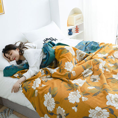 Couette en coton Ownkoti Boho à fleurs jaunes