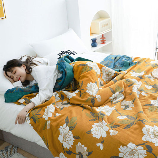 Couette en coton Ownkoti Boho à fleurs jaunes