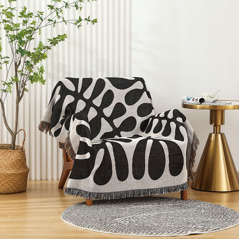 Couverture légère et douce avec pompon en forme de feuille rétro