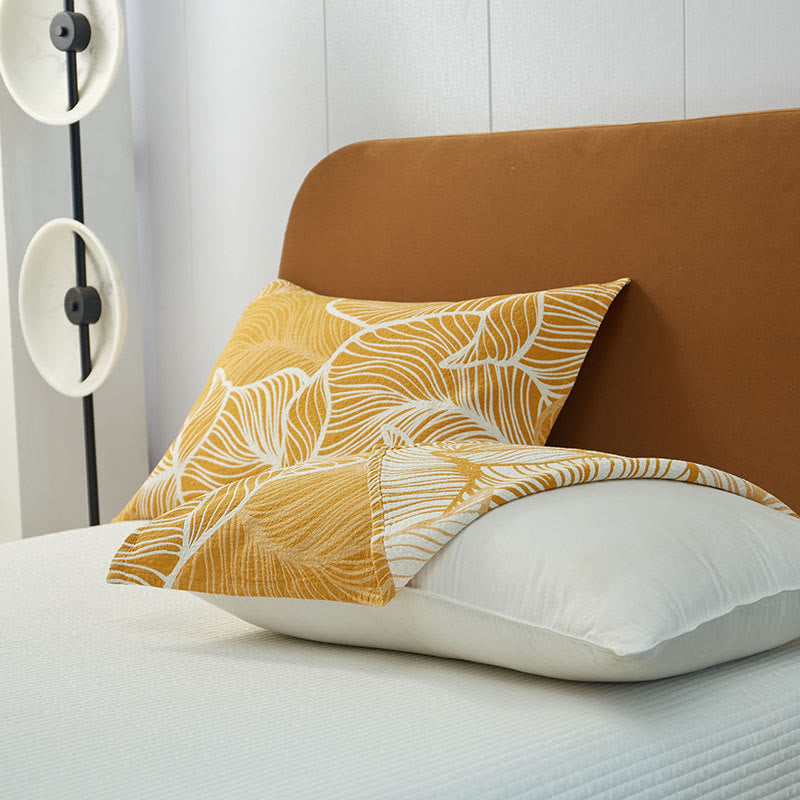 Couette respirante à trois couches avec feuilles de plantain - Jaune - 2 x serviettes d'oreiller. - image 8