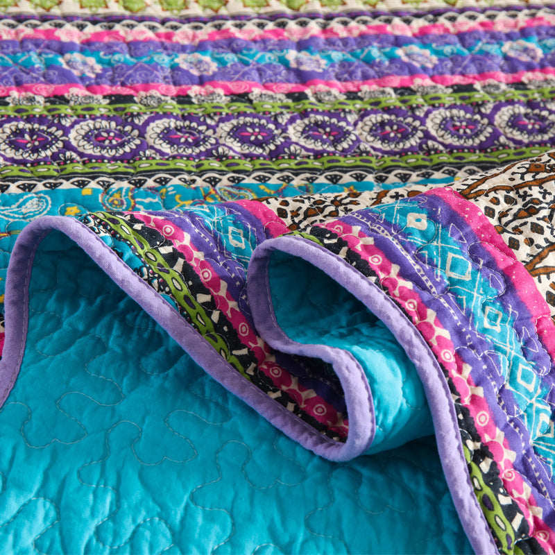 Couette rayée style jacquard avec taie d'oreiller