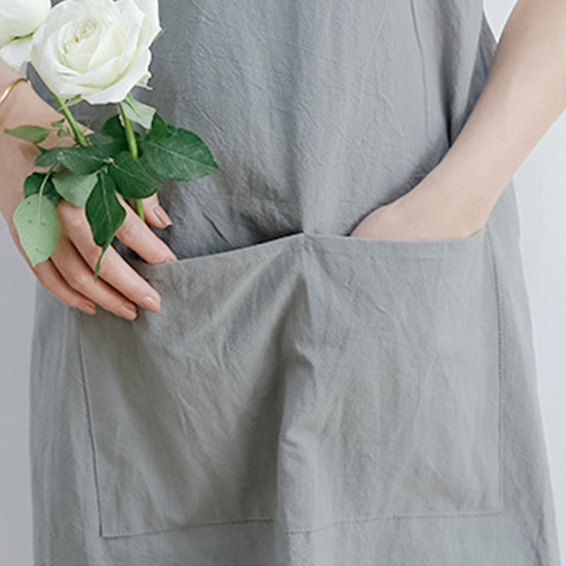 Tablier simple en coton avec dos croisé de couleur pure