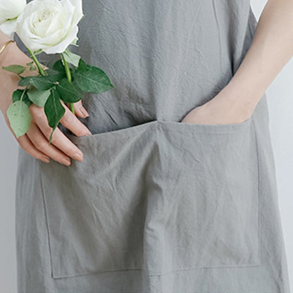 Tablier simple en coton avec dos croisé de couleur pure