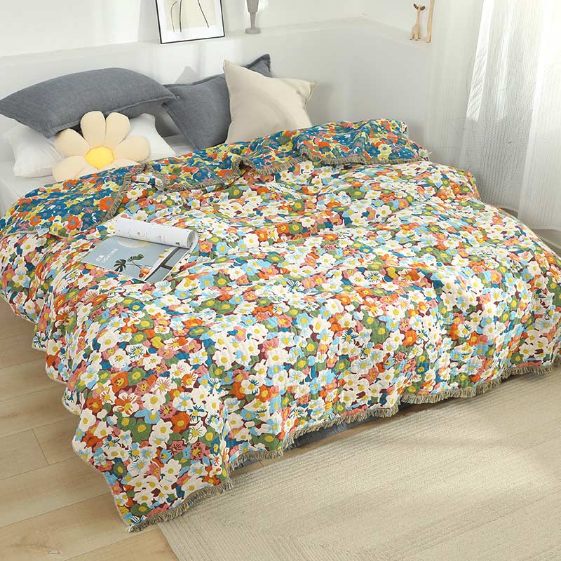 Ownkoti – Couette en coton douce et réversible avec motif floral rustique