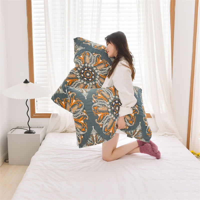 Serviette de toilette à motif floral cyan foncé (2 pièces)