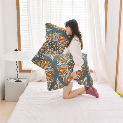 Serviette de toilette à motif floral cyan foncé (2 pièces)