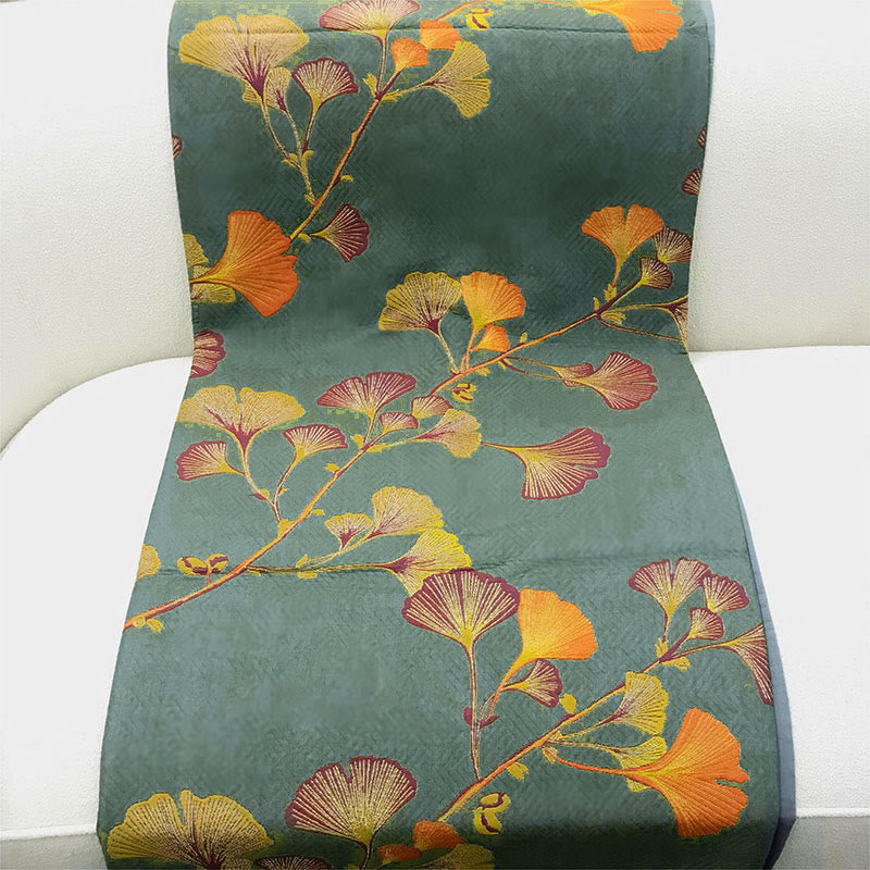 Couette réversible en coton jacquard avec feuilles de ginkgo