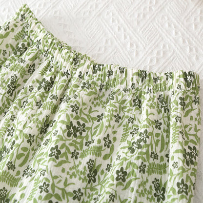 Ensemble de vêtements d'intérieur en coton de style pastoral avec imprimé floral
