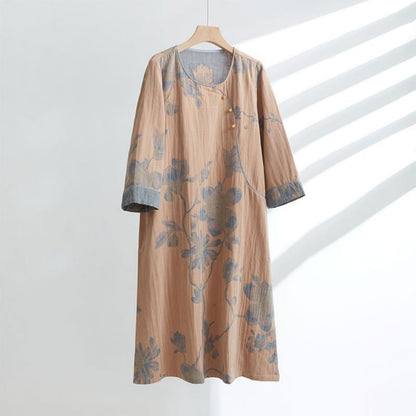 Chemise de nuit courte en coton jacquard « Magnolia »