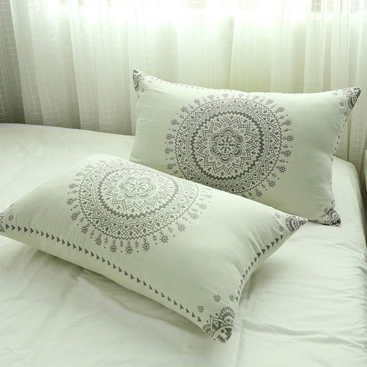 Housse de coussin en coton mandala avec patte de boutonnage (2 pièces)