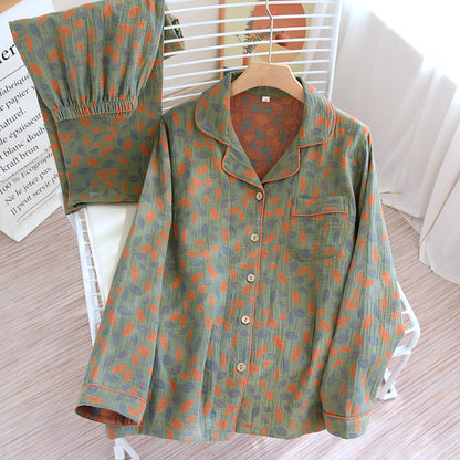 Ensemble de vêtements de détente en coton doux à imprimé feuilles