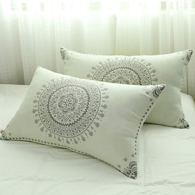 Housse de coussin en coton mandala avec patte de boutonnage (2 pièces)