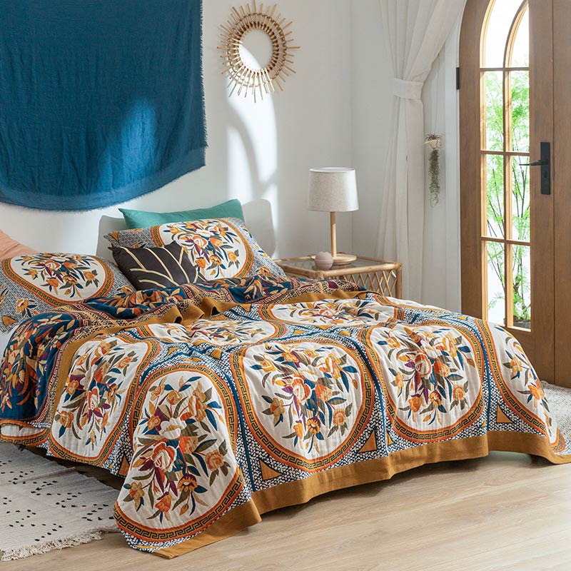 Ownkoti – Couette double face confortable en coton à motif floral