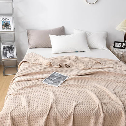 Couette réversible en coton gaufré uni