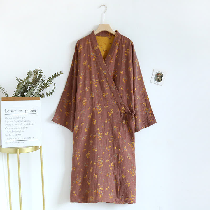Pyjama peignoir en coton confortable et ample à motif floral
