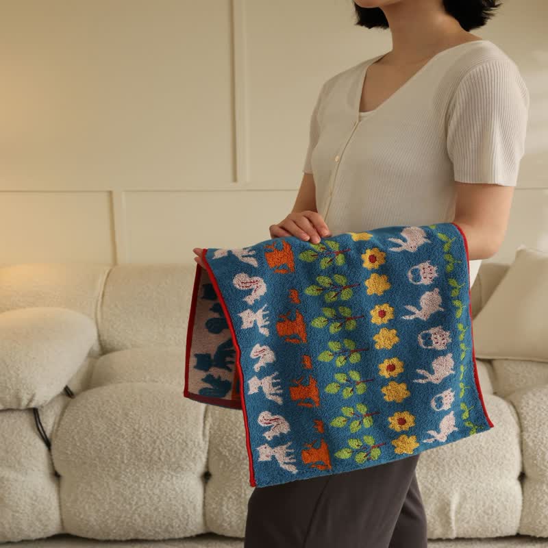 Serviette de bain en coton doux avec motif animal et fleur
