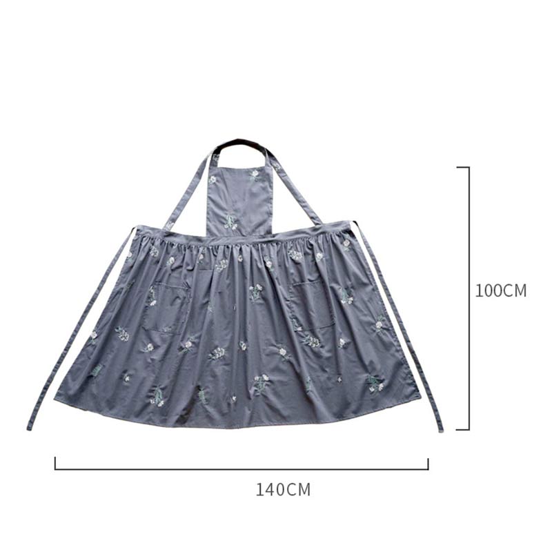 Ownkoti – Tablier en coton avec broderie florale et poches