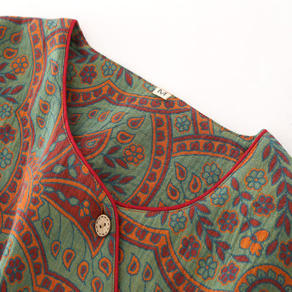 Ensemble de vêtements d'intérieur à col rond avec motif jacquard vintage - image 3