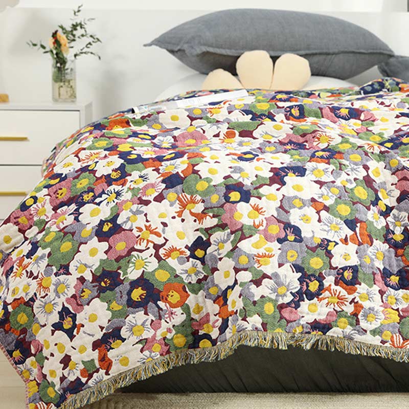 Ownkoti – Couette en coton douce et réversible avec motif floral rustique