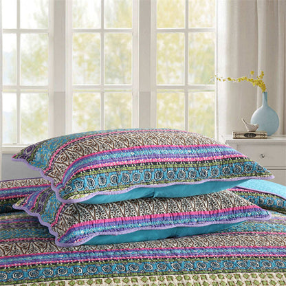 Couette rayée style jacquard avec taie d'oreiller