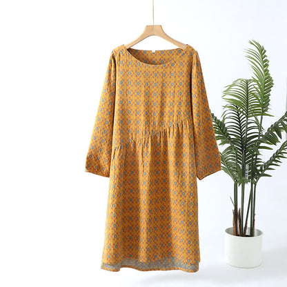 Chemise de nuit en coton doux à col rond et motif floral