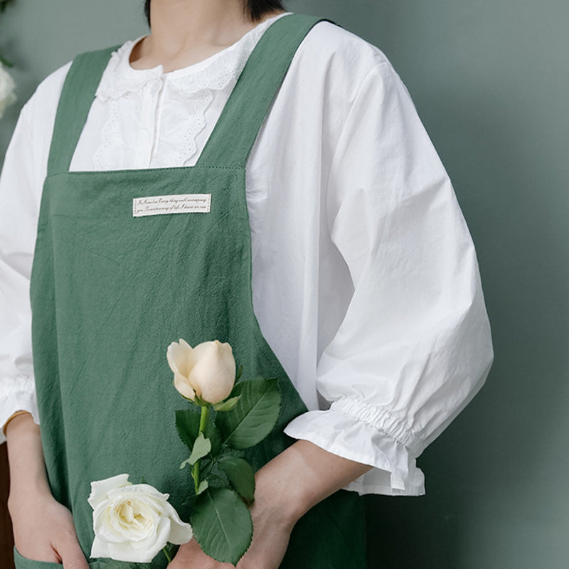Tablier simple en coton avec dos croisé de couleur pure