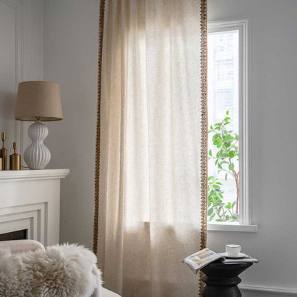 Rideau semi-occultant de style bohème en beige