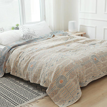 Couette en coton rayée Ownkoti Boho, réversible, serviette de canapé